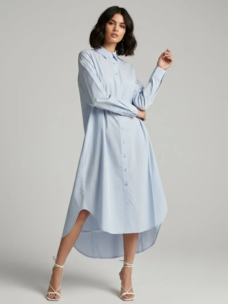 أوجيدر فستان ماكسي أزرق بقصة مستقيمة